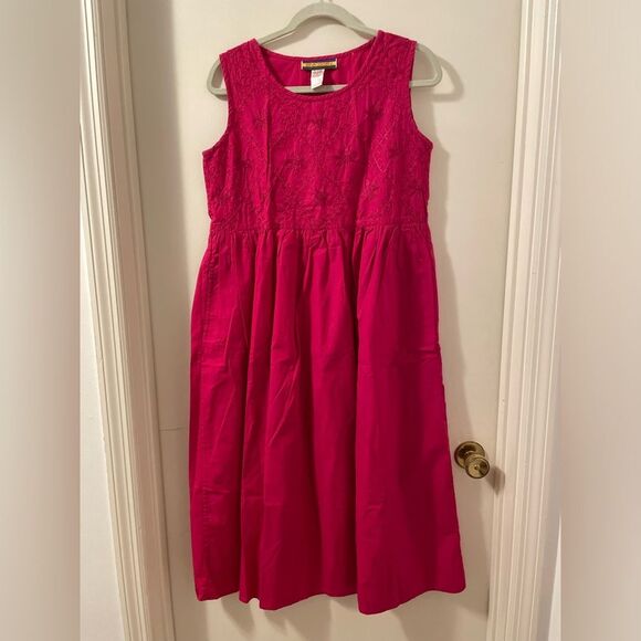 Dresses & Skirts - 90’s VTG Bryn Connelly 100%Cotton Cottagecore Embroidered Pink Sleeveless  Dress